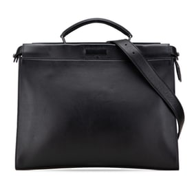 Fendi Selleria Peekaboo Fit Business Bag/Shoulder Bag, 2-Way, 7VA406, Black Leather, Men's