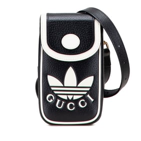 Gucci x Adidas Mini Shoulder Bag 721794 in Black and White Leather for Women
