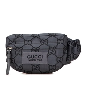 Gucci GG Nylon Waist Bag/Body Bag 767934 Gray Leather Eco-Nylon Men's GUCCI