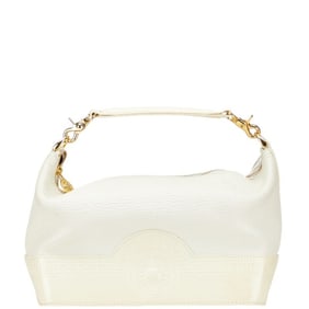 Versace Sunburst Handbag Vanity Bag White Leather Women's VERSACE
