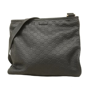 Gucci Shoulder Bag Guccissima 201446 Leather Black Champagne Women's