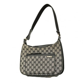 Gucci Shoulder Bag GG Canvas 001 4198 Black Beige Champagne Women's
