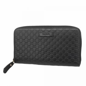 Gucci Micro Guccissima Long Wallet 449391 Leather Black Champagne for Men and Women