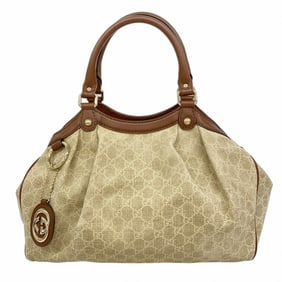 Gucci Handbag 211944 Canvas Brown Beige Champagne Women's