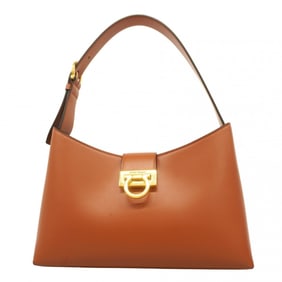 Salvatore Ferragamo Gancini Leather Shoulder Bag, Brown, Women's