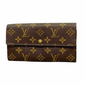 Louis Vuitton Monogram Pochette Porte Monnaie Credit Long Wallet M61725 Brown Women's