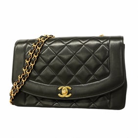 Chanel Diana Matelasse Chain Shoulder Bag in Lambskin, Black, Women's