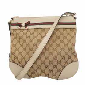 Gucci GG Canvas Sherry Line Mayfair Shoulder Bag 257065 Brown Beige Champagne Women's