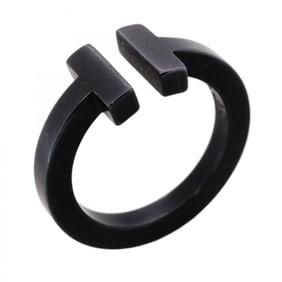 Tiffany T-Square Ring, Stainless Steel, Black, Size 6.5, Women's