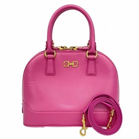 Salvatore Ferragamo Gancini Leather Handbag, Pink, 2-Way Bag for Women