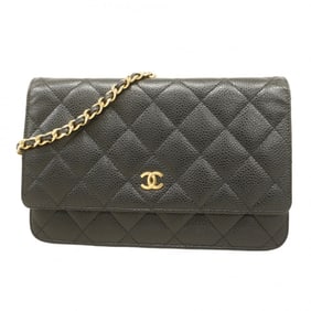 Chanel Matelasse Shoulder Wallet with Chain Bag in Caviar Skin, Black, Women's