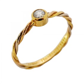 Cartier Twist Ring, 1PD, 18KYG Yellow Gold, 18KWG White 18KPG Pink Diamond, #51, Women's