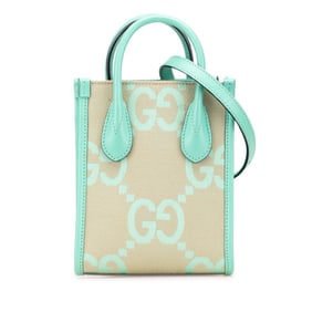 Gucci Jumbo GG Shoulder Bag/Handbag 2WAY 671623 Green/Beige Canvas Leather Women's GUCCI