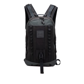 Chanel Sport Line Coco Mark Backpack, Khaki Green, Black Canvas and Leather, Women's, CHANEL