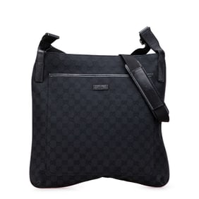 Gucci GG Canvas Shoulder Bag 122791 Black Leather Women's GUCCI