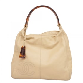 Chanel shoulder bag, leather, beige, women's