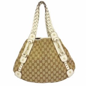 Gucci GG Canvas Tote Bag 162900 Brown Ivory Champagne Women's