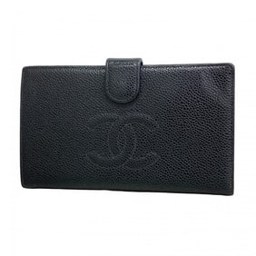 Chanel long wallet in caviar skin, black, for women