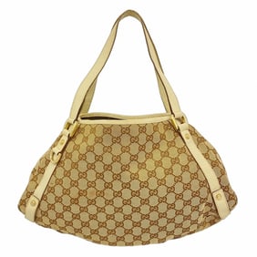 Gucci GG Canvas Shoulder Bag 130736 Beige Ivory Champagne Women's