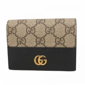 Gucci GG Marmont Supreme Wallet 658610 Leather Beige Black Women's