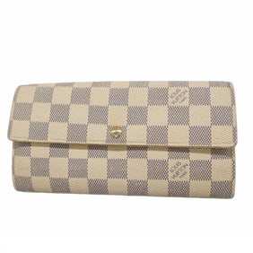 Louis Vuitton Damier Azur Portefeuille Sarah Long Wallet N61735 White Women's