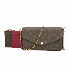 Louis Vuitton Monogram Pochette Felicie Shoulder Wallet M61276 Brown Fuchsia Women's P1485134