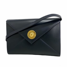 Celine Shoulder Bag Leather Navy Women's