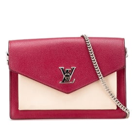 Louis Vuitton Pochette Lockme Chain Shoulder Bag M63470 Wine Red and Beige Leather Women's LOUIS