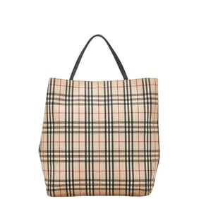 Burberry Nova Check Handbag Tote Bag Beige Black Canvas Leather Women's BURBERRY