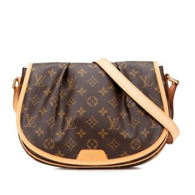 Louis Vuitton Monogram Menilmontant PM Shoulder Bag M40474 Brown Leather Women's LOUIS VUITTON