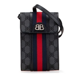 Gucci x Balenciaga The Hacker Project Crossbody Shoulder Bag 680130 Black Canvas and Leather Women's