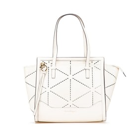Salvatore Ferragamo Gancini Amy handbag tote bag in ivory and white leather for women.