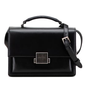 Saint Laurent Belle Chasse Medium Handbag/Shoulder Bag, 2-Way, 482051, Black Leather, Women's, SAINT