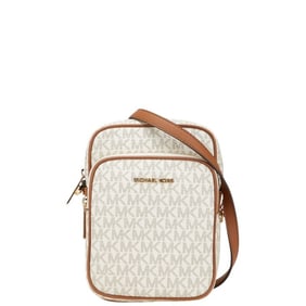 Michael Kors Jet Set Travel Medium North-South Chain Shoulder Bag 35F1GTVC2B Vanilla Brown Leather