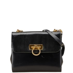 Salvatore Ferragamo Gancini Shoulder Bag in Black Leather for Women