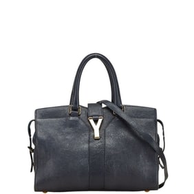 Saint Laurent Y-Line Cabas Chic Handbag/Shoulder Bag, Navy Leather, 2-Way, Women's, SAINT LAURENT