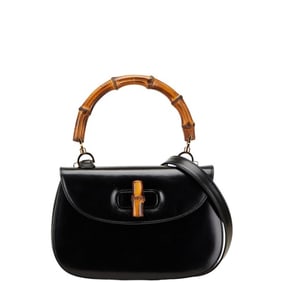 Gucci Bamboo Handbag/Shoulder Bag 2WAY 000 1364 Black/Brown Leather Women's GUCCI