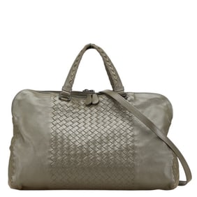 Bottega Veneta Intrecciato Shoulder Bag/Handbag, 2-Way, Gray Leather, Women's