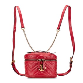 Gucci GG Marmont Mini Backpack 598594 Red Gold Leather Women's GUCCI
