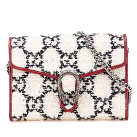 Gucci GG Dionysus Chain Shoulder Bag/Wallet Bag 401231 White/Red Tweed/Leather Women's GUCCI