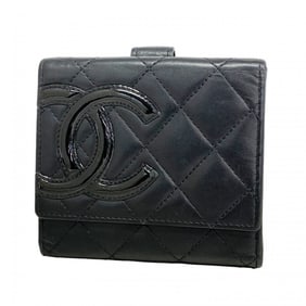 Chanel Cambon Wallet in Lambskin and Patent Leather, Black, Women's