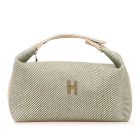 Hermès Bride A Black GM Handbag Pouch Vert Forest Khaki Cotton Women's HERMES
