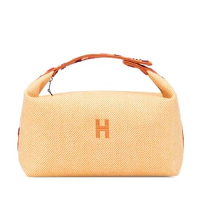 Hermès Bride à Black au Carré GM Handbag Pouch Fauve Orange Cotton Women's HERMES