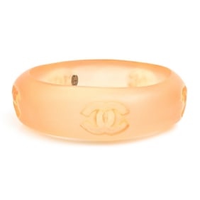 Chanel Coco Mark Plastic Bangle Bracelet in Beige Orange for Women, e60801g