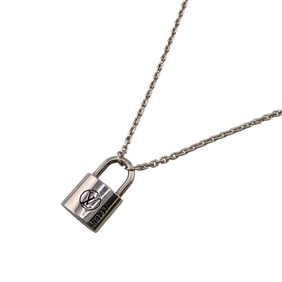 LOUIS VUITTON Q03273 Silver Lockit Rahn Pendant Necklace with Chain, Silver, Unisex