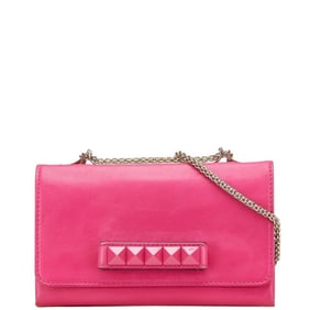 Valentino Rockstud Chain Shoulder Bag in Pink Leather for Women