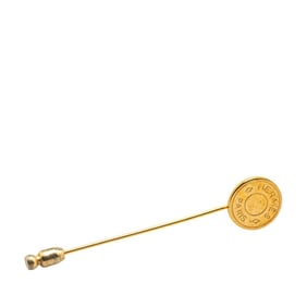 Hermes Serie pin brooch, gold plated, for women.