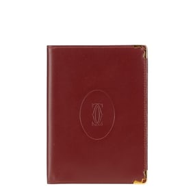 Cartier Must Line Card Case/Billfold Wine Red/Bordeaux Leather Women's CARTIER