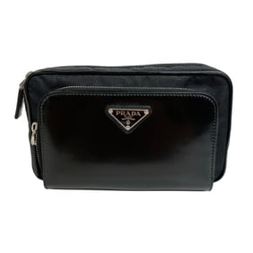 PRADA 2VH156 Triangle Plate Shoulder Bag/Waist Bag/Body Pouch Black Unisex