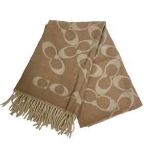 COACH Signature Scarf, Fluffy, Thick, Beige, Women's